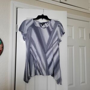 Gray Asymmetrical Blouse with Cap Sleeves